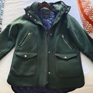 J. Crew Stadium Coat in deep green